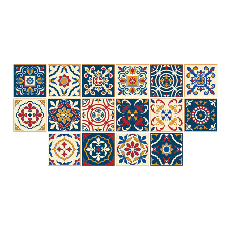 Self-Adhesive Flower Wallpaper Panels Bohemian Style PVC Wall Covering, 8' L x 8" W