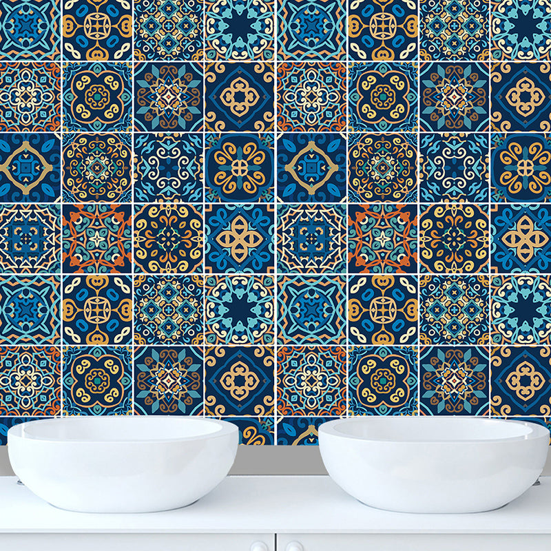 Bohemia Seamless Pattern Peel Wallpapers Yellow-Blue Moroccan Tile Wall Decor for Bath