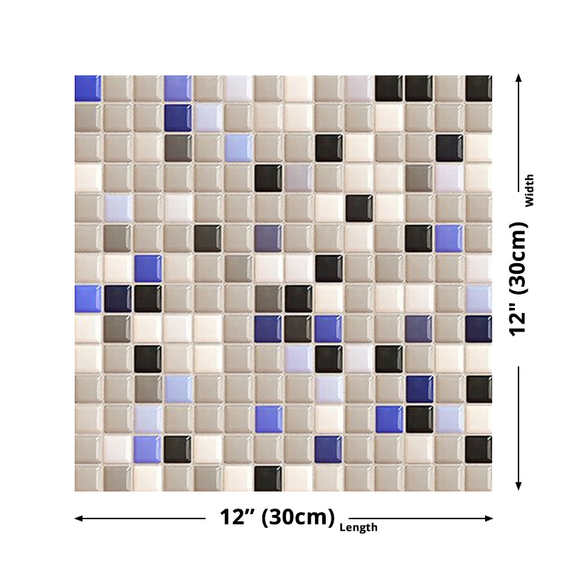 Mosaics Effect Peel off Wallpaper Panel Set PVC Contemporary Wall Art for Washroom