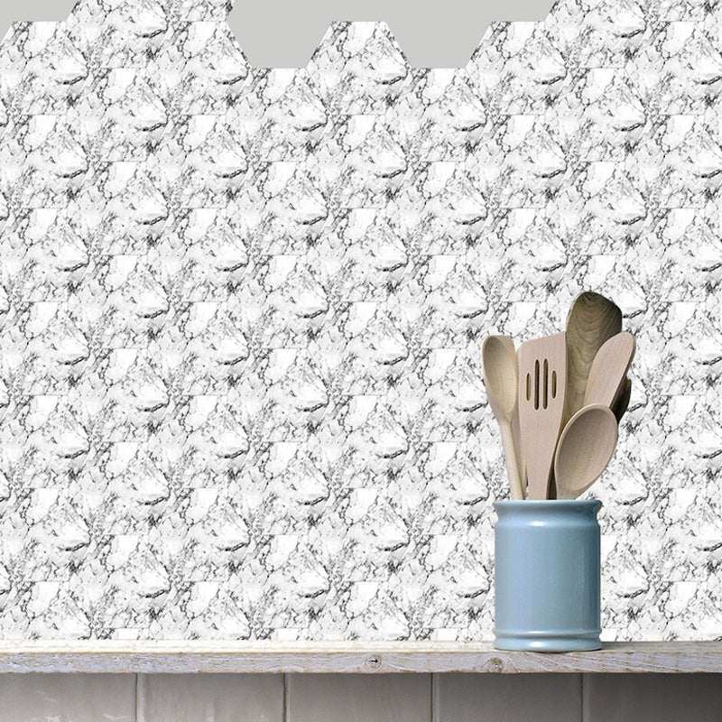 White Marble Wallpaper Panels Peel and Stick Wall Decor for Living Room (10 Pieces)