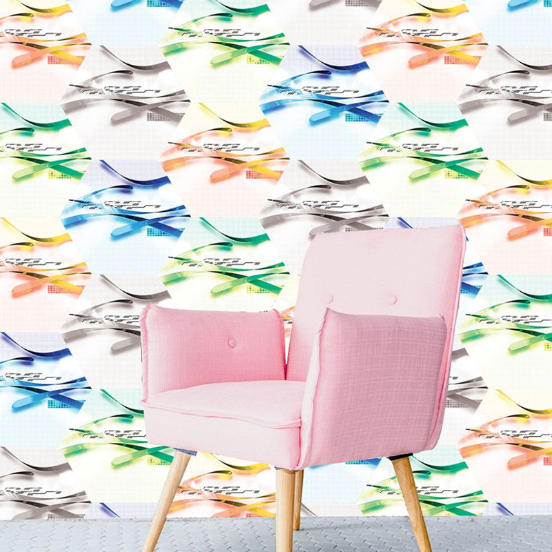 Yellow-Blue Abstract Wallpaper Panels Removable Modernist Living Room Wall Covering