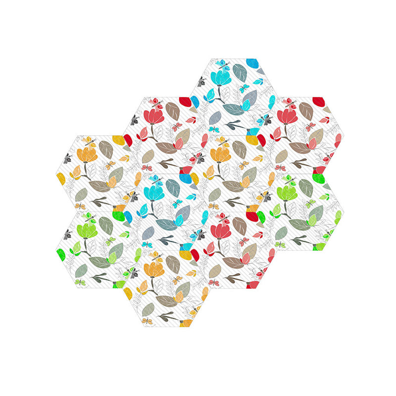 Watercolor Flower Self-Stick Wallpaper Panels Yellow-Blue Country Style Wall Decor