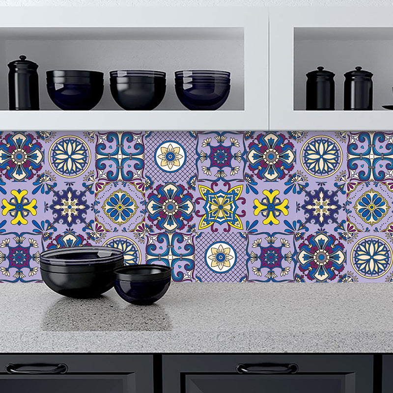 PVC Temporary Wallpaper Panel Boho Mandala Patterned Wall Art for Living Room, 10 Pieces