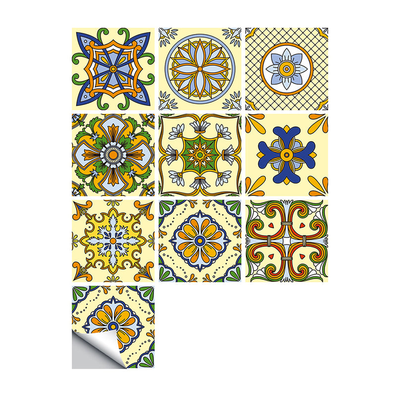 PVC Temporary Wallpaper Panel Boho Mandala Patterned Wall Art for Living Room, 10 Pieces