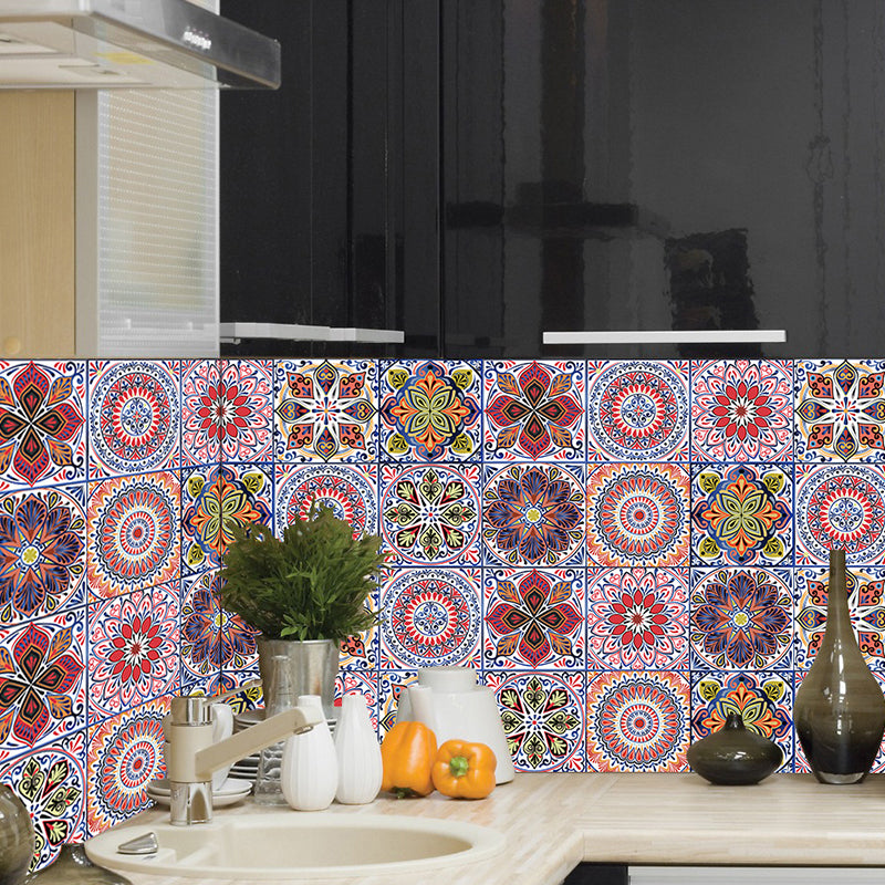 10 Pcs Mandala Wallpapers Peel and Paste Bohemian Kitchen Wall Decoration, 9.7-sq ft