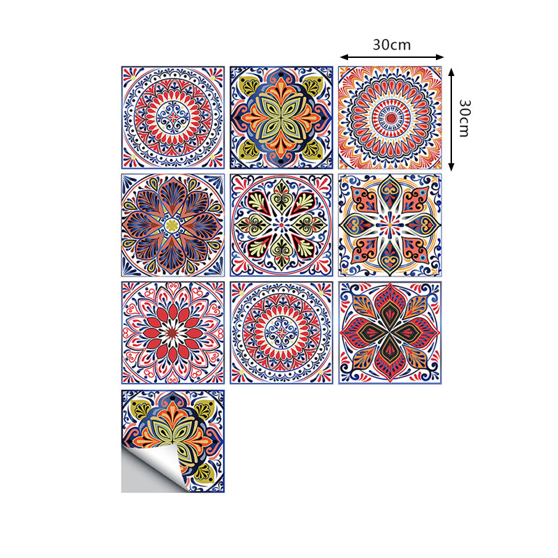 10 Pcs Mandala Wallpapers Peel and Paste Bohemian Kitchen Wall Decoration, 9.7-sq ft