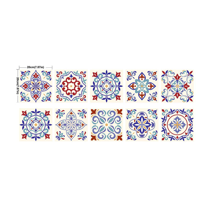 Floral Tiles Stick Wallpaper Panels 10 Pcs Bohemian PVC Wall Covering in Purple, 4.3-sq ft