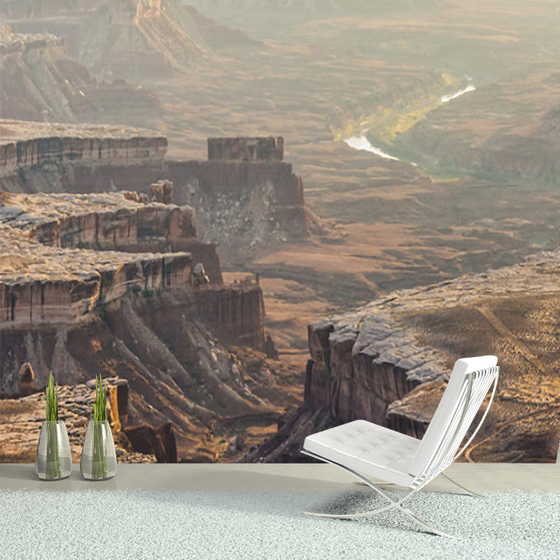 Brown Rift Valley Wallpaper Mural Stain Resistant Modern Living Room Wall Decoration