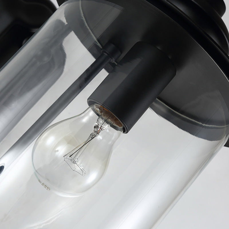 Urne Schatten klarer Glaswandmontierlampe Industrielle Einzelbirne Außenleuchte mit gekrümmten Arm