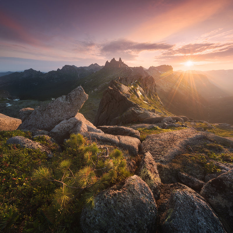 Large Mountain Sunset Landscape Mural Brown Non-Woven Fabric Wall Art, Washable, Optional Size