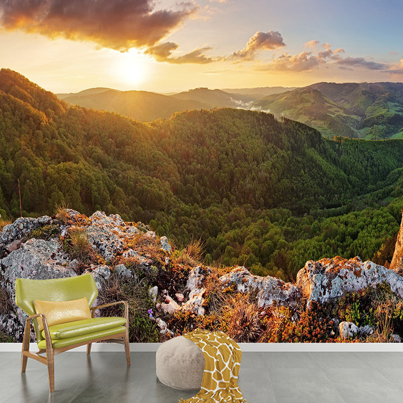 Photography Sunrise Mountain View Mural Huge Wall Covering for Living Room, Custom Print