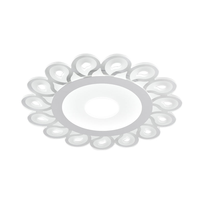 Lámpara de techo Circular acrílica moderna con patrón de caída, montaje empotrado LED para sala de estar en blanco, 16 "/19,5"/23,5 "de diámetro