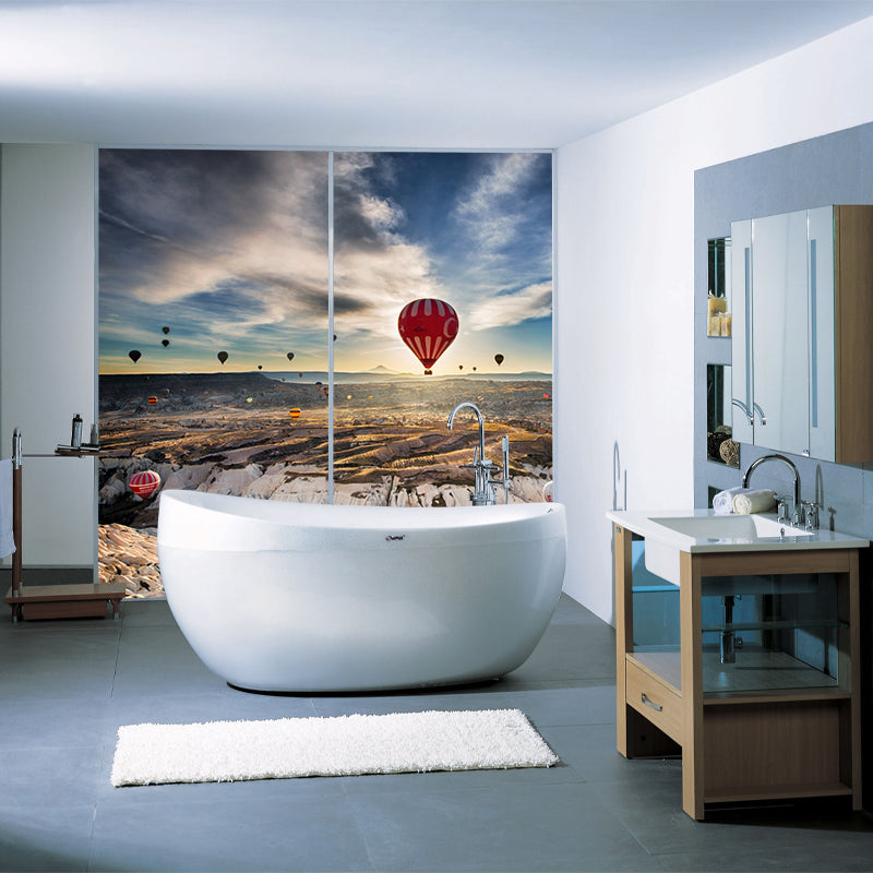 Balloon Trip Scenery Mural Decal Modern Art Non-Woven Cloth Wall Decoration in Brown