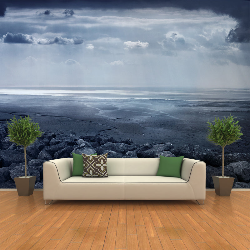 Grey Endless Flatland Wall Mural Stain-Proof Contemporary Living Room Wall Decor