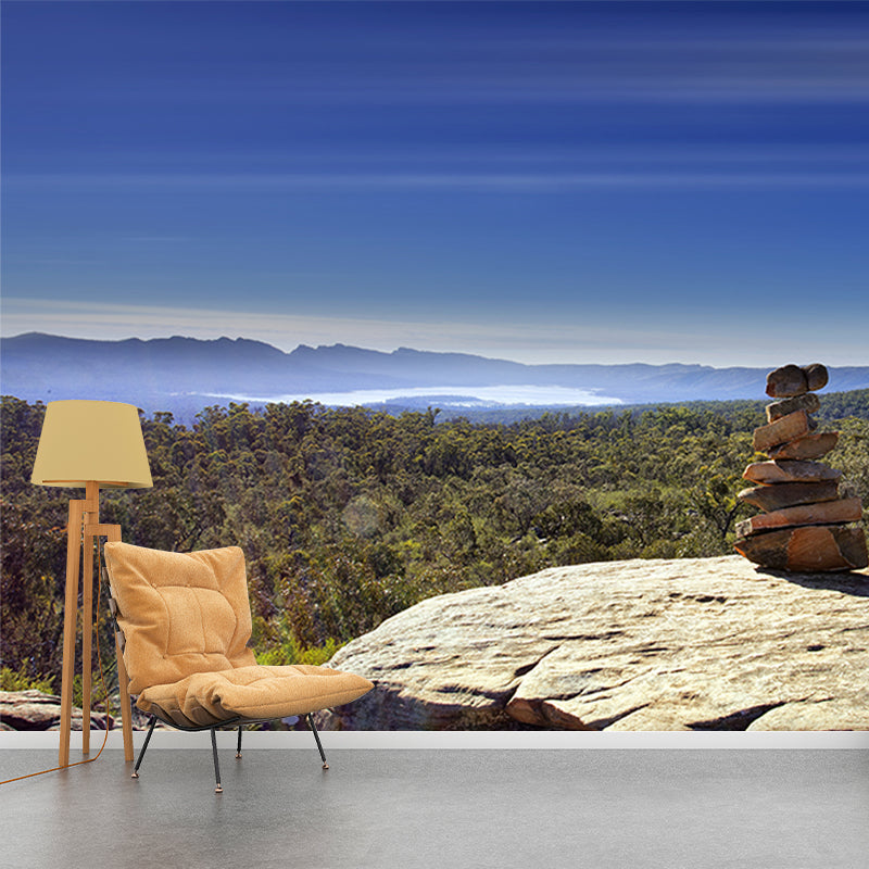 Waterproof Forest Overlook View Mural Modern Non-Woven Fabric Wall Decor, Custom Print