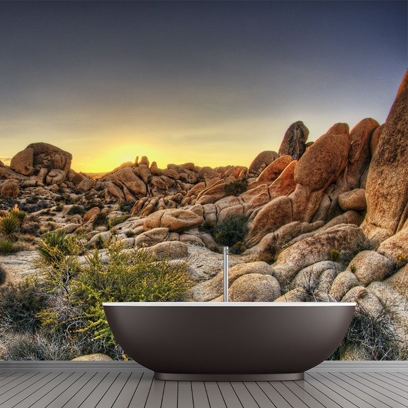 Photography Rock Stone Wall Mural for Living Room, Brown, Personalized Size Available