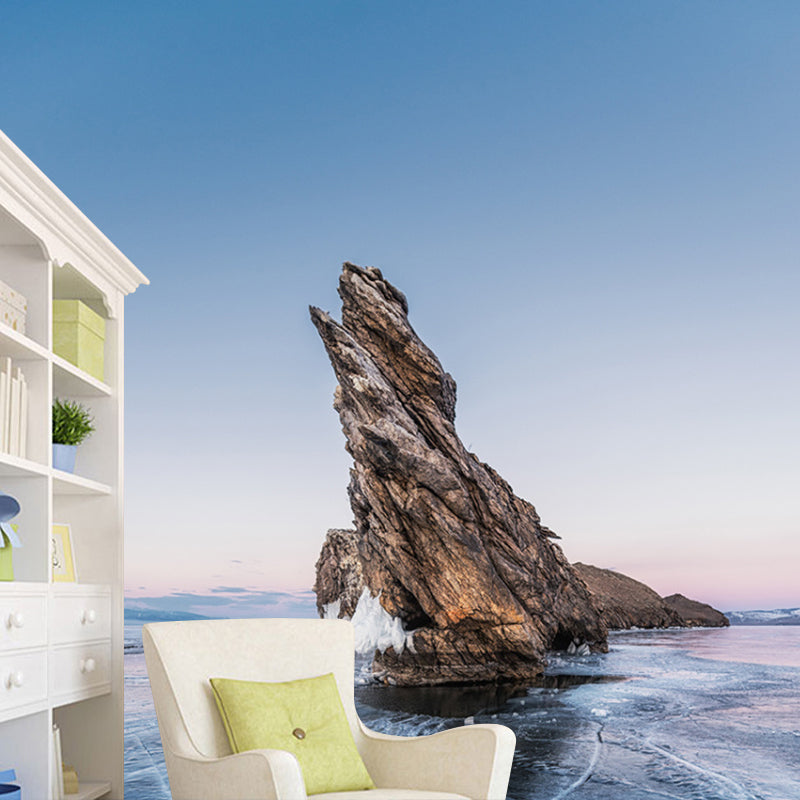 Blue Mountain Above Ice Mural Decal Stain-Resistant Modernist Living Room Wall Art