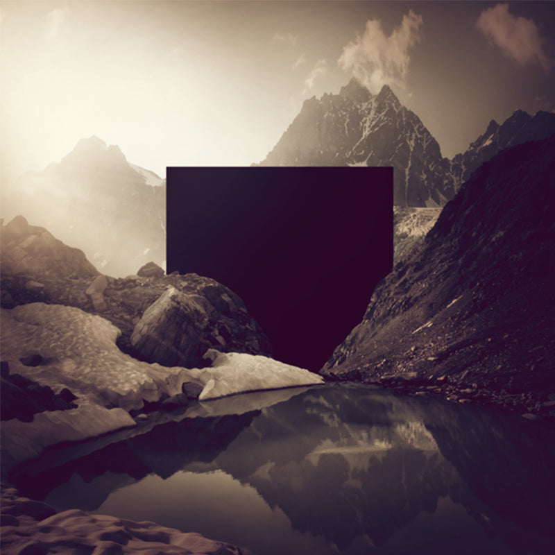 Modernist Landscape Wallpaper Mural Brown Mountain and Lake Scene Wall Decoration