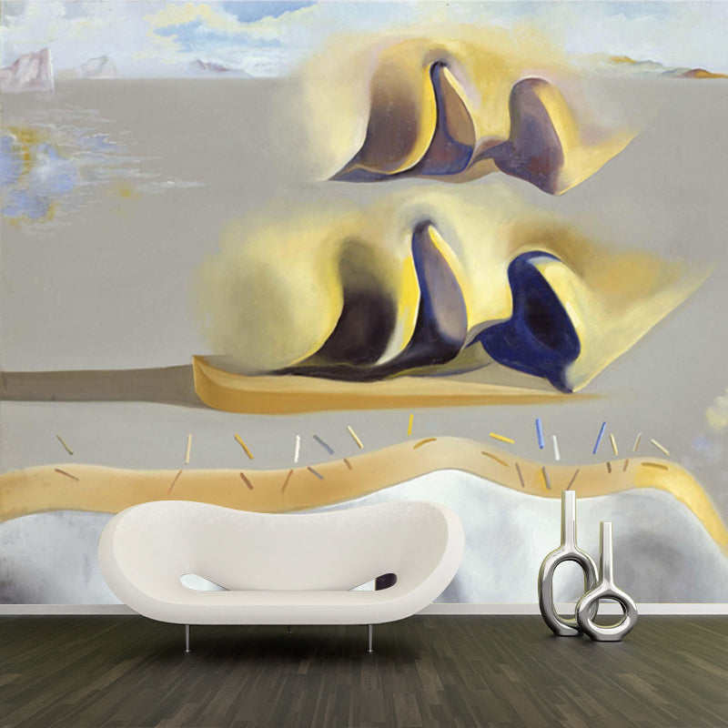 Surreal Salvador Dali Artwork Mural Grey Three Glorious Enigmas of Gala Wall Covering