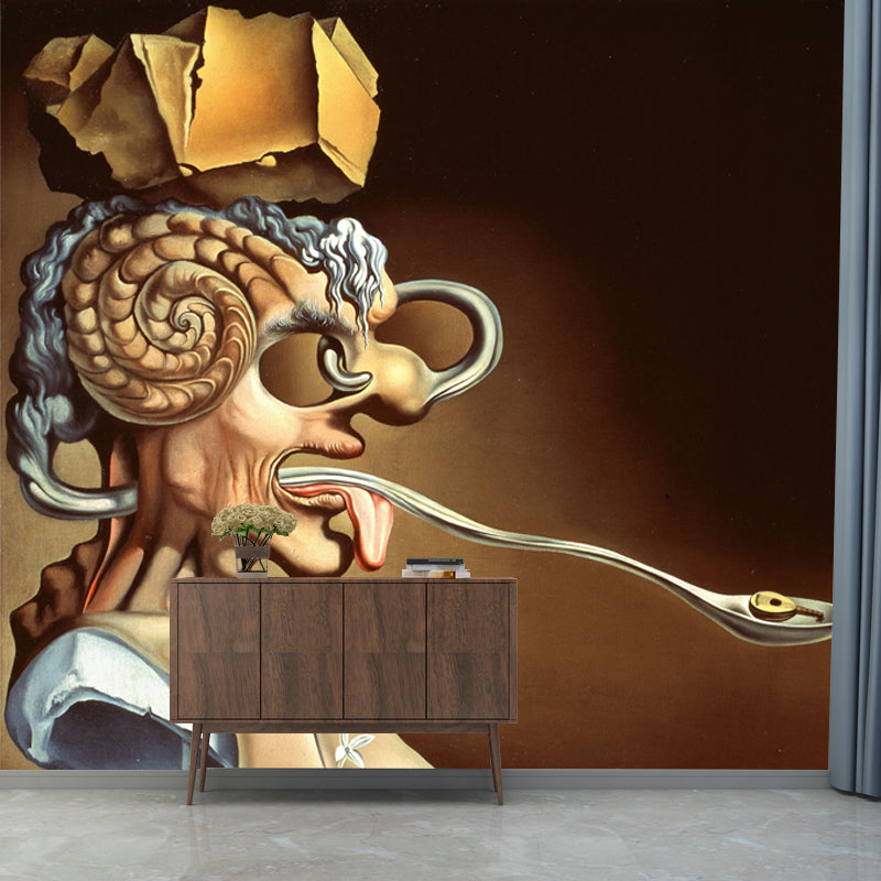 Surreal Portrait of Picasso Mural Decal Brown Bedroom Wall Decor, Made to Measure