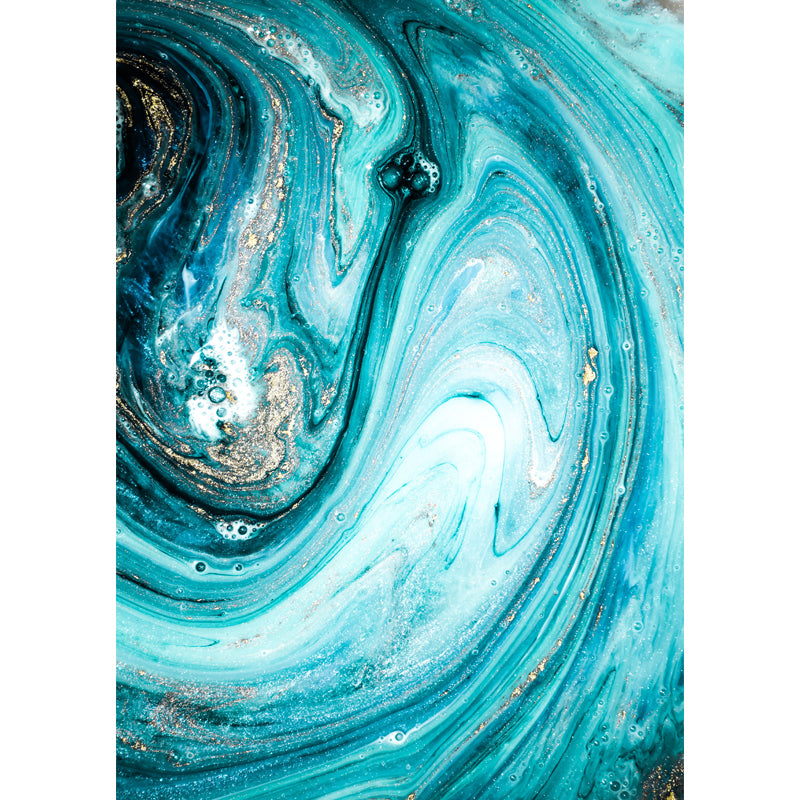 Tropical Whirling Pool Mural in Blue Moisture Resistant Wall Covering for Bedroom