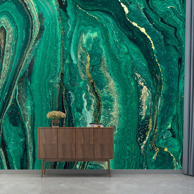 Abstract Flows Wallpaper Mural Tropical Smooth Wall Covering in Green for Bedroom