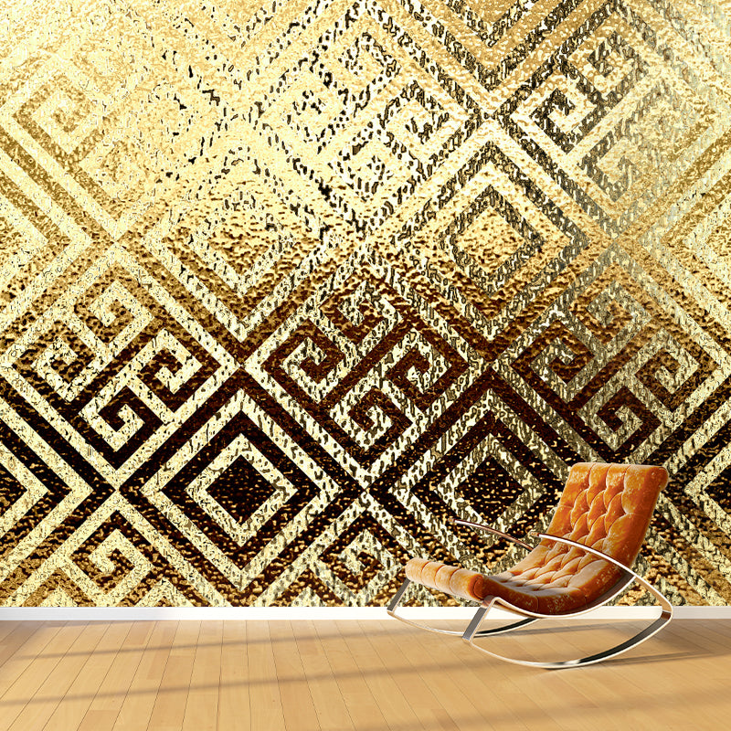 Gold Foil Wallpaper Mural Geometric Pattern Artistic Moisture Resistant Wall Decor