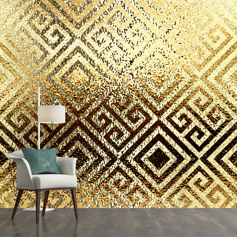 Gold Foil Wallpaper Mural Geometric Pattern Artistic Moisture Resistant Wall Decor