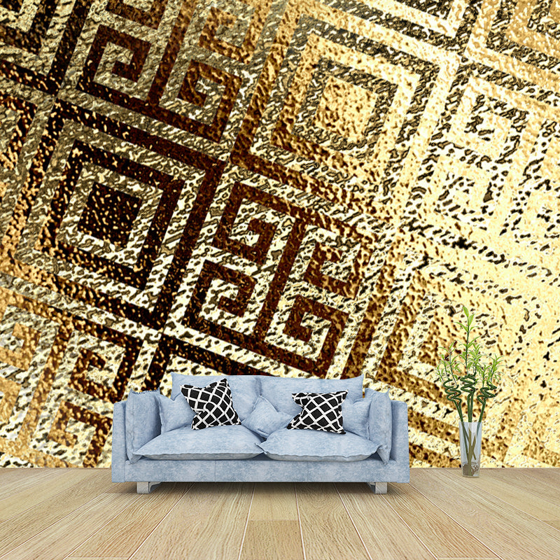 Gold Foil Wallpaper Mural Geometric Pattern Artistic Moisture Resistant Wall Decor