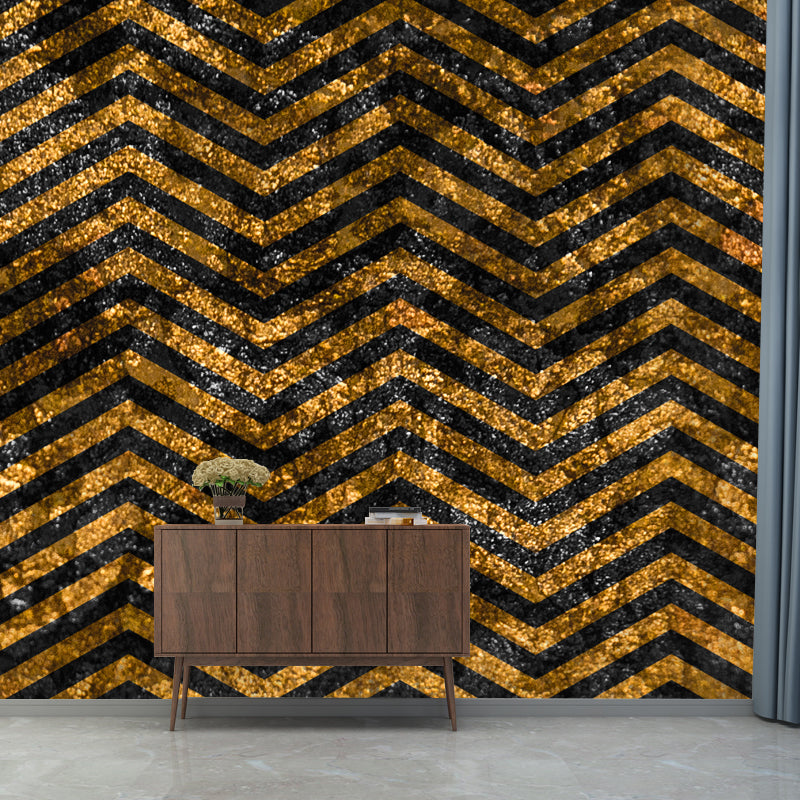 Washable Herringbone Foil Wall Mural Custom Modern Style Wall Art for Living Room