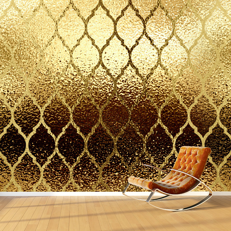 Ogee Patterned Foil Wall Mural Contemporary Stain Resistant Bedroom Wall Art, Made to Measure