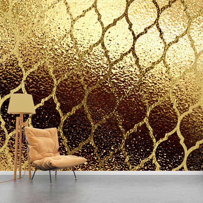 Ogee Patterned Foil Wall Mural Contemporary Stain Resistant Bedroom Wall Art, Made to Measure