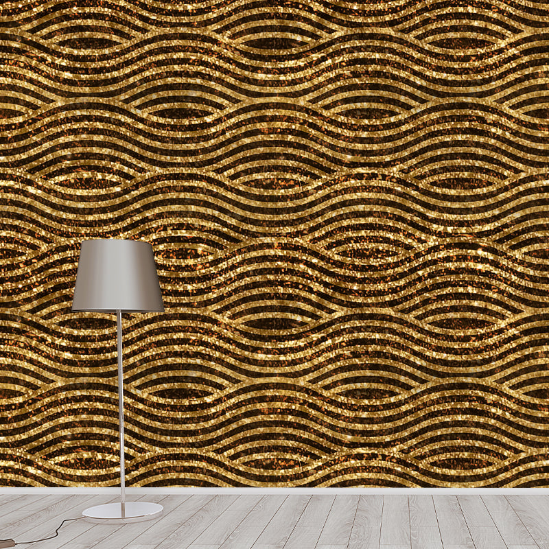 Illustration Waves Foil Mural Wallpaper Large Size Wall Covering for Home, Custom Print