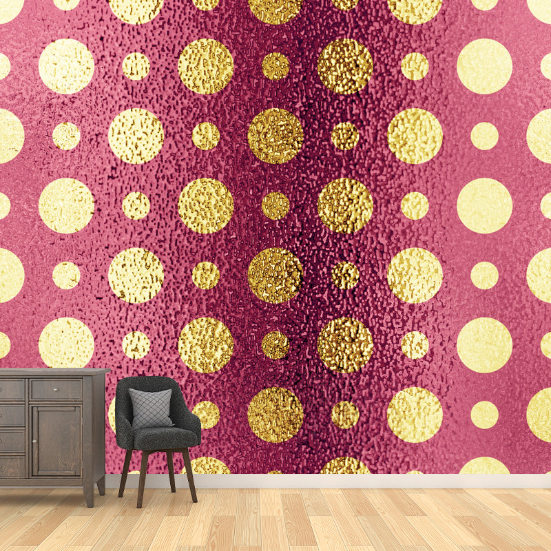 Large Polka Dots Wallpaper Mural for Home Foil Wall Art in Bright Color, Waterproof