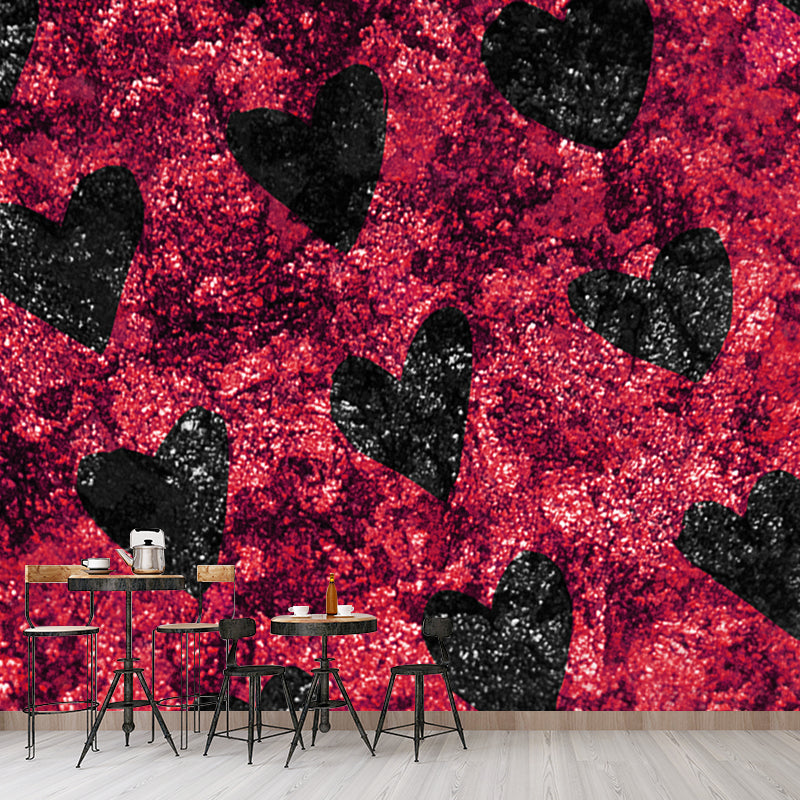 Moderne liefdevolle hartprint muurschildering zachte kleuren folie wanddecoratie voor meisjesslaapkamer