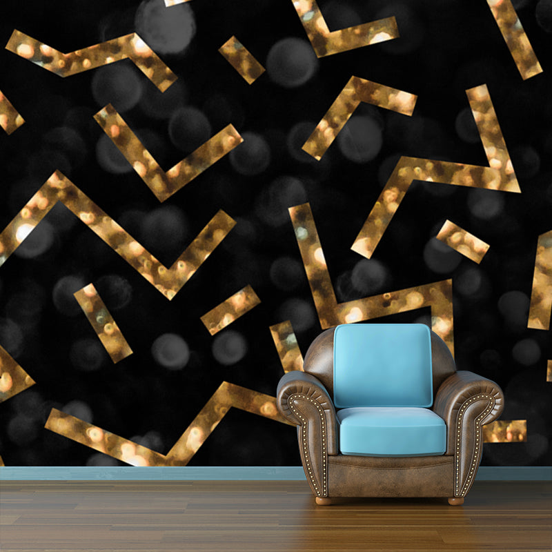 Huge Maze Lines Foil Mural Dark Color Non-Woven Material Wall Covering, Washable, Custom Made