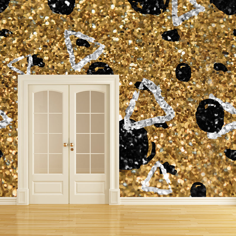 Custom Illustration Artistry Mural with Foil Geometric Shapes Pattern in Pastel Color