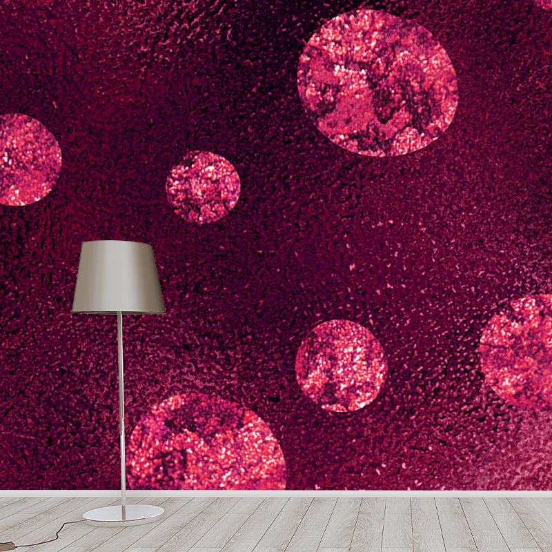 Glitter Waterproof Mural Wallpaper Modern Faux Sequins Wall Covering in Rose Pink