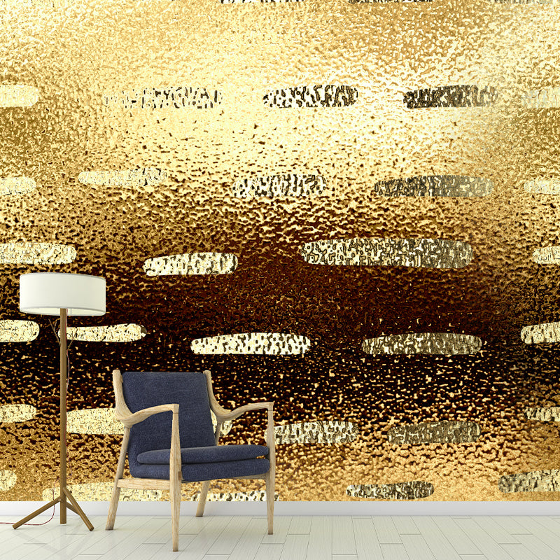 Striped Foil Wallpaper Mural Gold Modernist Wall Decor for Bedroom, Custom Printed