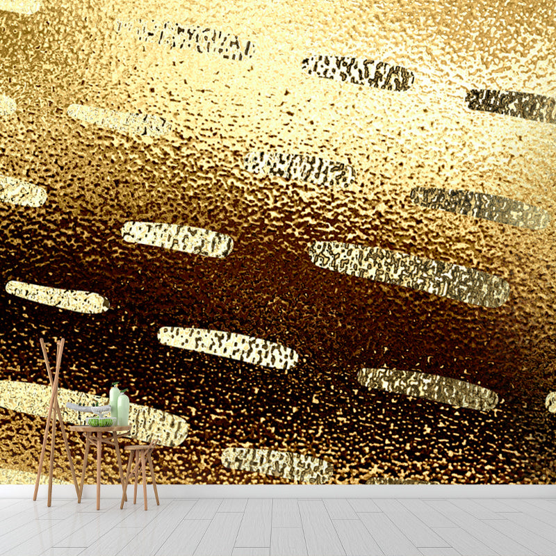 Striped Foil Wallpaper Mural Gold Modernist Wall Decor for Bedroom, Custom Printed