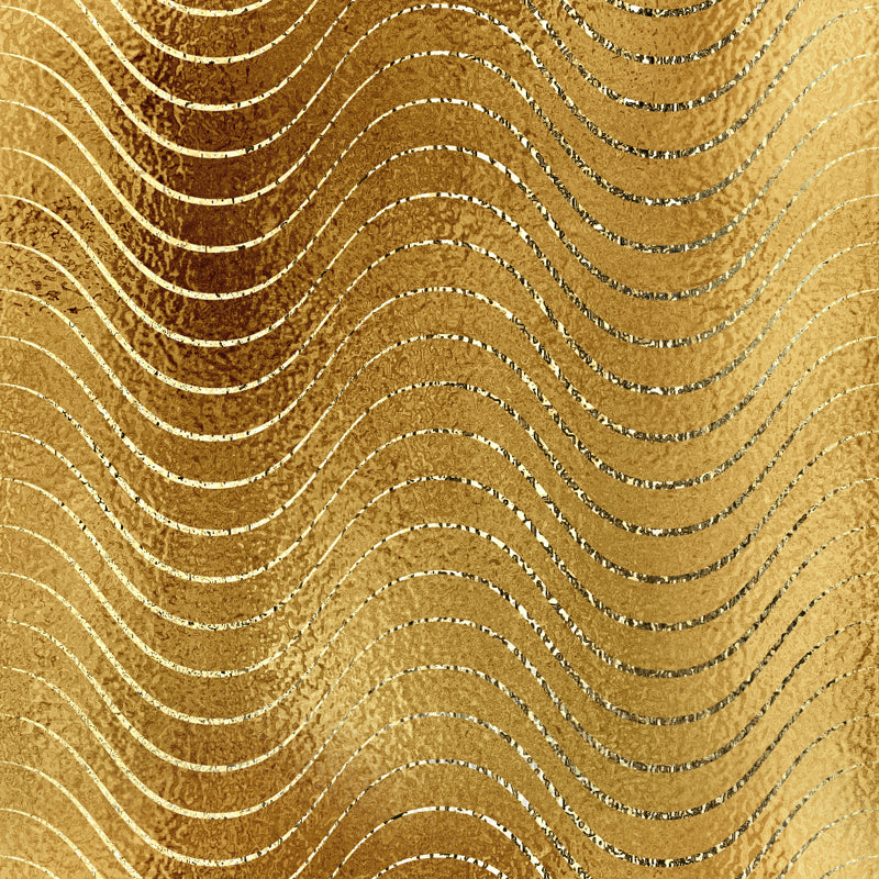 Large Modern Art Mural Dark Color Wavy Lines Foil Wall Covering, Made to Measure