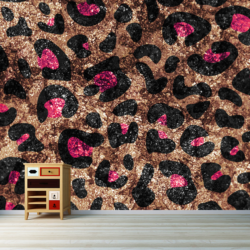 Décoration murale en feuille imprimée léopard, couleur vive, résistante à l'humidité, tendance, pour salon