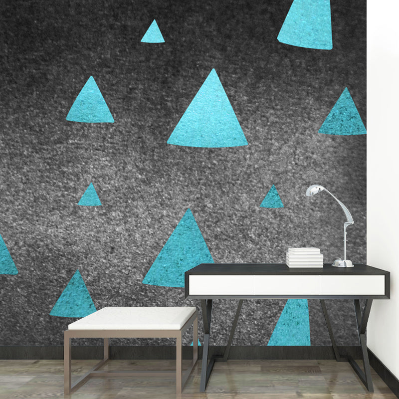 Modern Triangle Print Wallpaper Mural Dark Color Foil Wall Art for Hallway, Size Optional