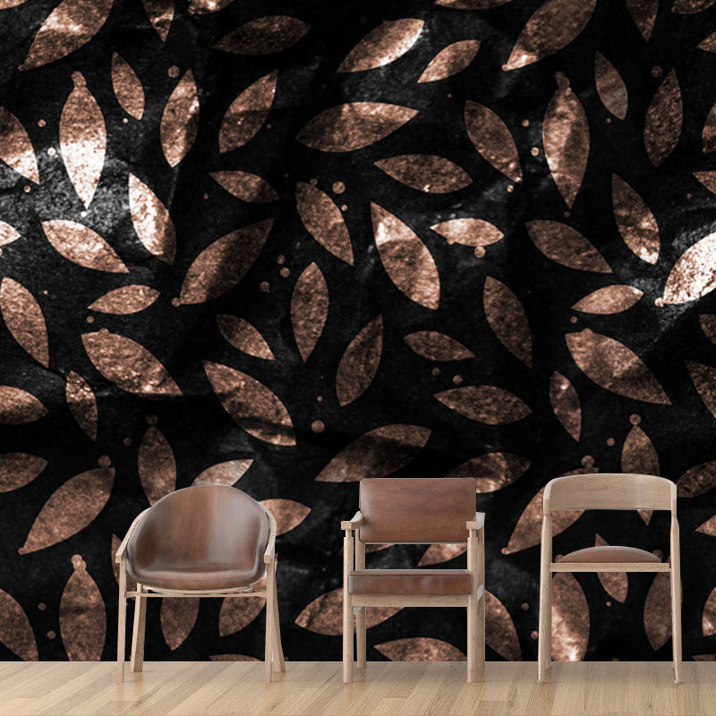 Whole Leaf Print Foil Mural Moisture Resistant Modernist Living Room Wall Decoration