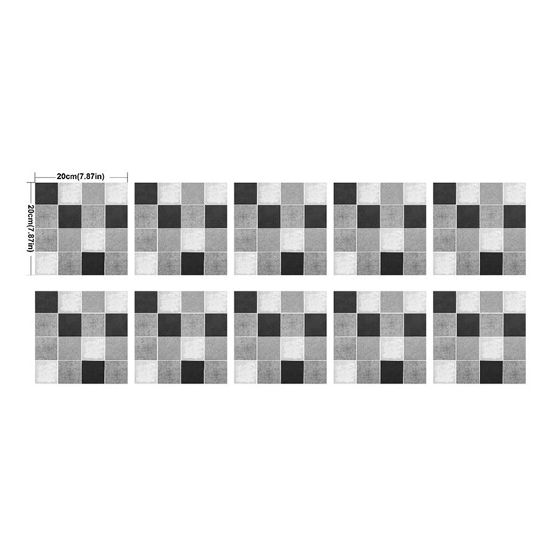 Grey Mosaic Tile Wallpaper Panel Adhesive Modern Kitchen Peel off Wall Covering, 10 Pcs