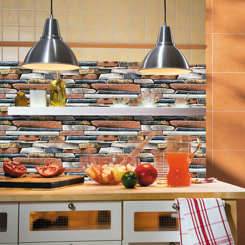 12 Pcs Brick Effect Wallpaper Panels Self Sticking Industrial Kitchen Wall Art, 8' x 4"