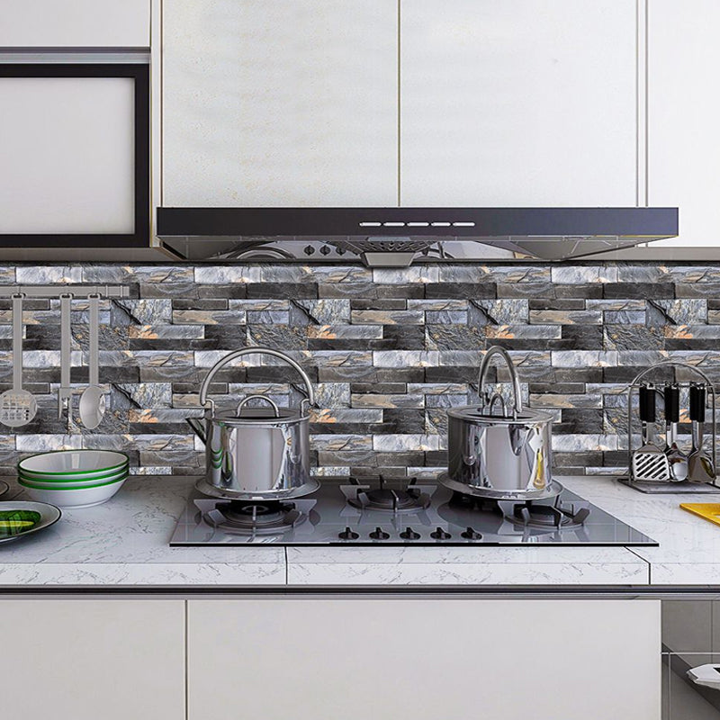 Industrial Faux Brick Wallpaper Panel Set 12 Pcs Grey Peel and Paste Wall Decor for Home