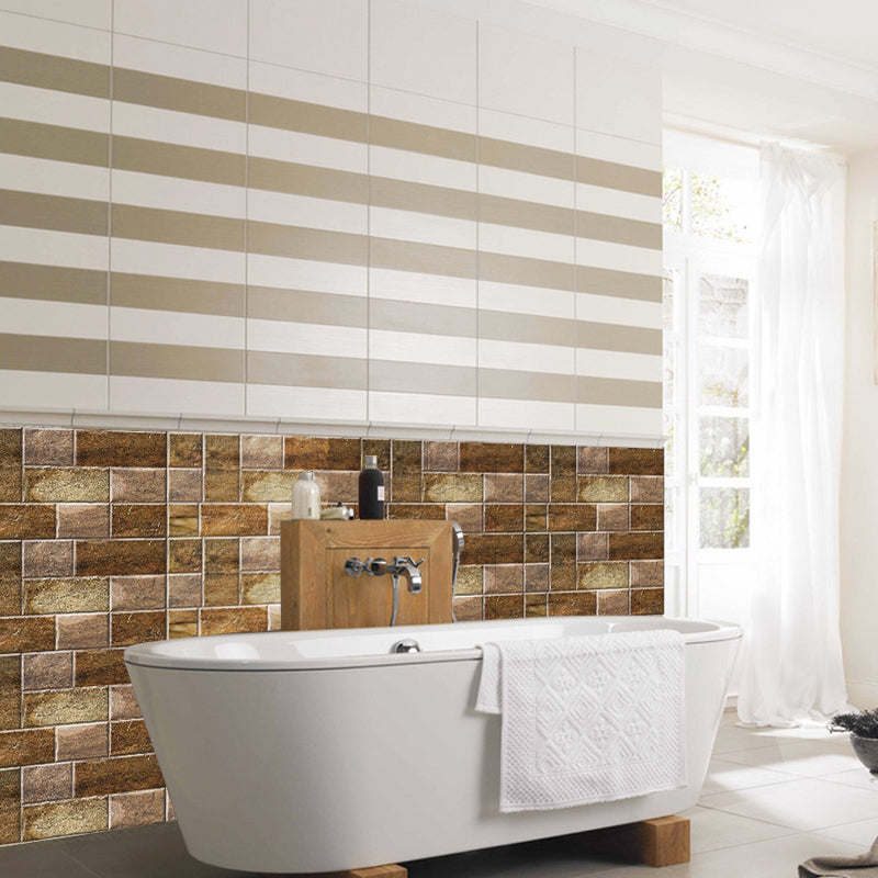 Dark Color Bricks Wallpaper Panels Peel off Industrial Bathroom Wall Covering, 12 Pcs