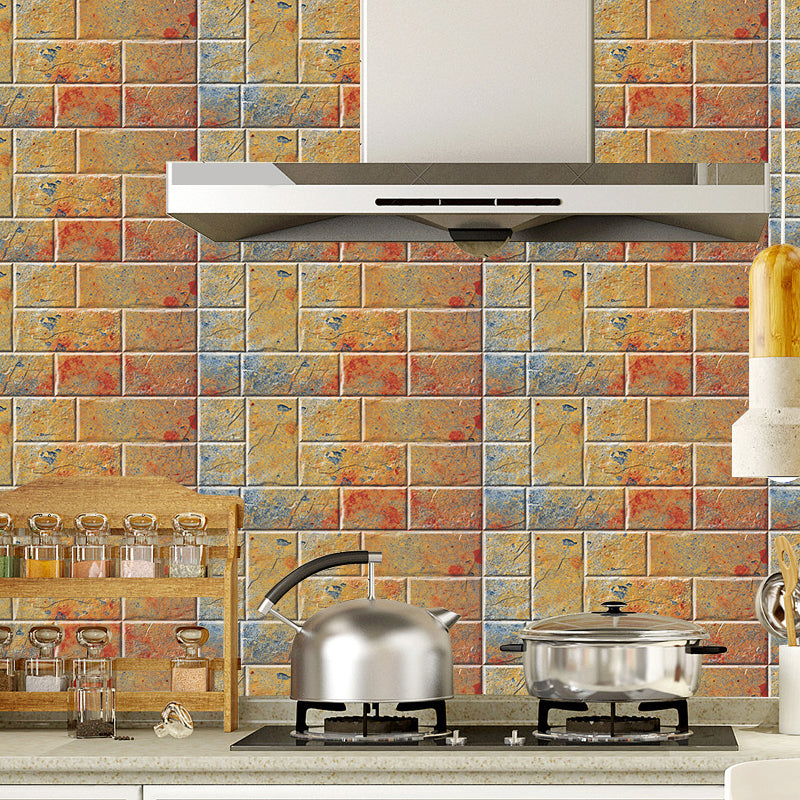 Dark Color Bricks Wallpaper Panels Peel off Industrial Bathroom Wall Covering, 12 Pcs