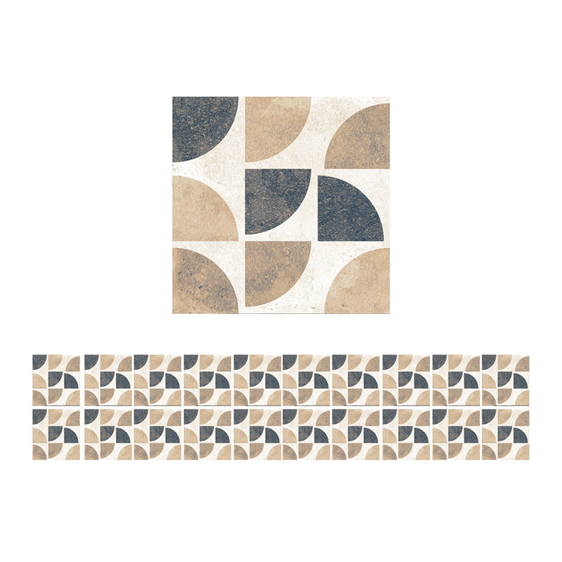 Modern Adhesive Wallpaper Panel Set Brown Quarter Round Marble Wall Decor, 8.6-sq ft (20 Pcs)